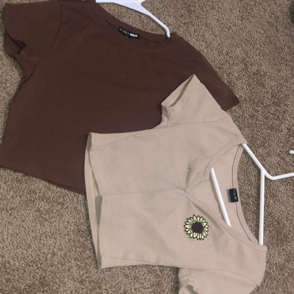 Brown tan crop tops both for 5$
